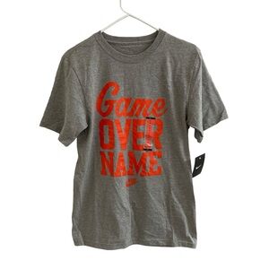 Nike Tee T Shirt Mens Small Gray Game Over Name Short Sleeve Basketball NWT